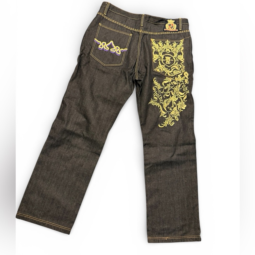 Y2K Crown Holder Embroidered Crown Jeans • Rare Streetwear Denim • Hip Hop 2000s